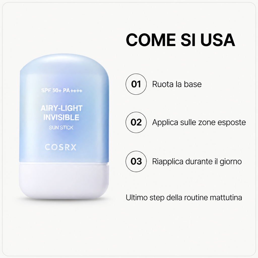 Come si usa COSRX Airy-Light Invisible Sun Stick