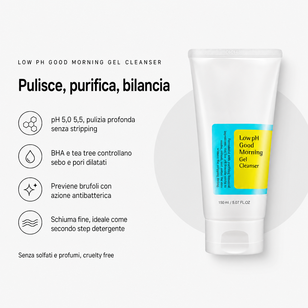 COSRX Low pH Good Morning Gel Cleanser - Benefici