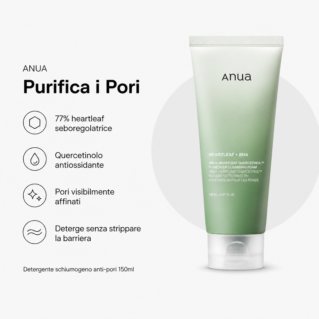 Anua Heartleaf Quercetinol Cleansing Foam - Benefici