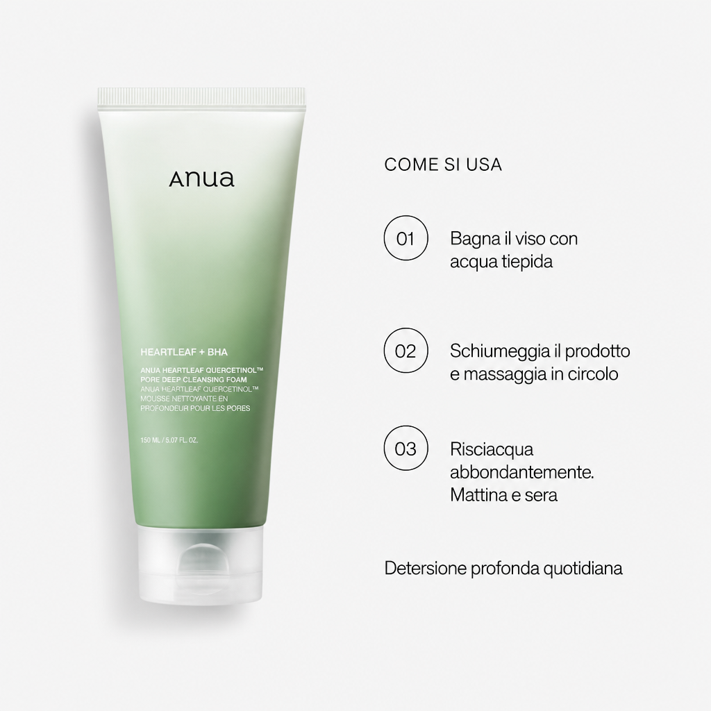 Anua Heartleaf Quercetinol Cleansing Foam - Come si usa
