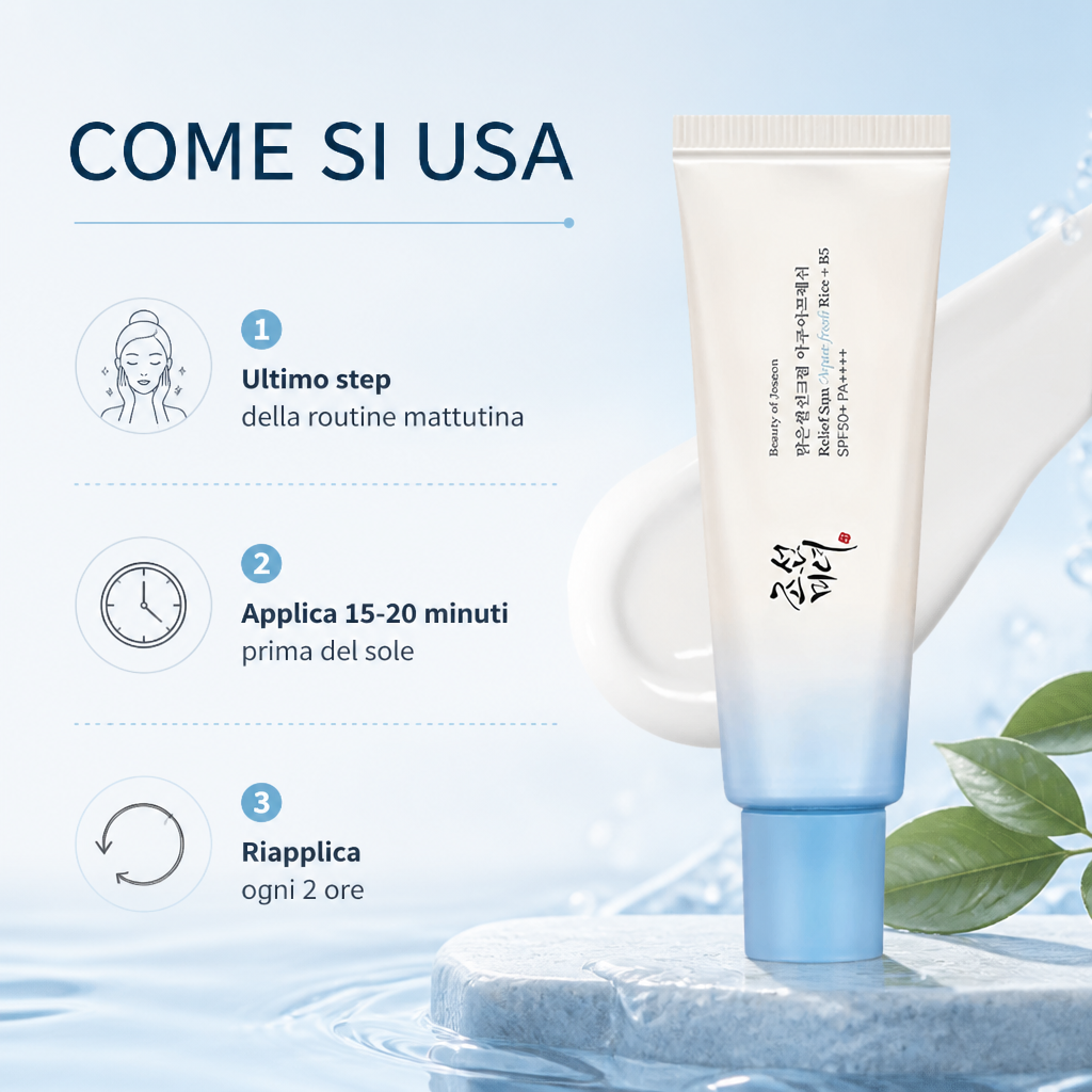 BOJ Relief Sun Aqua-Fresh SPF50+ - Come si usa