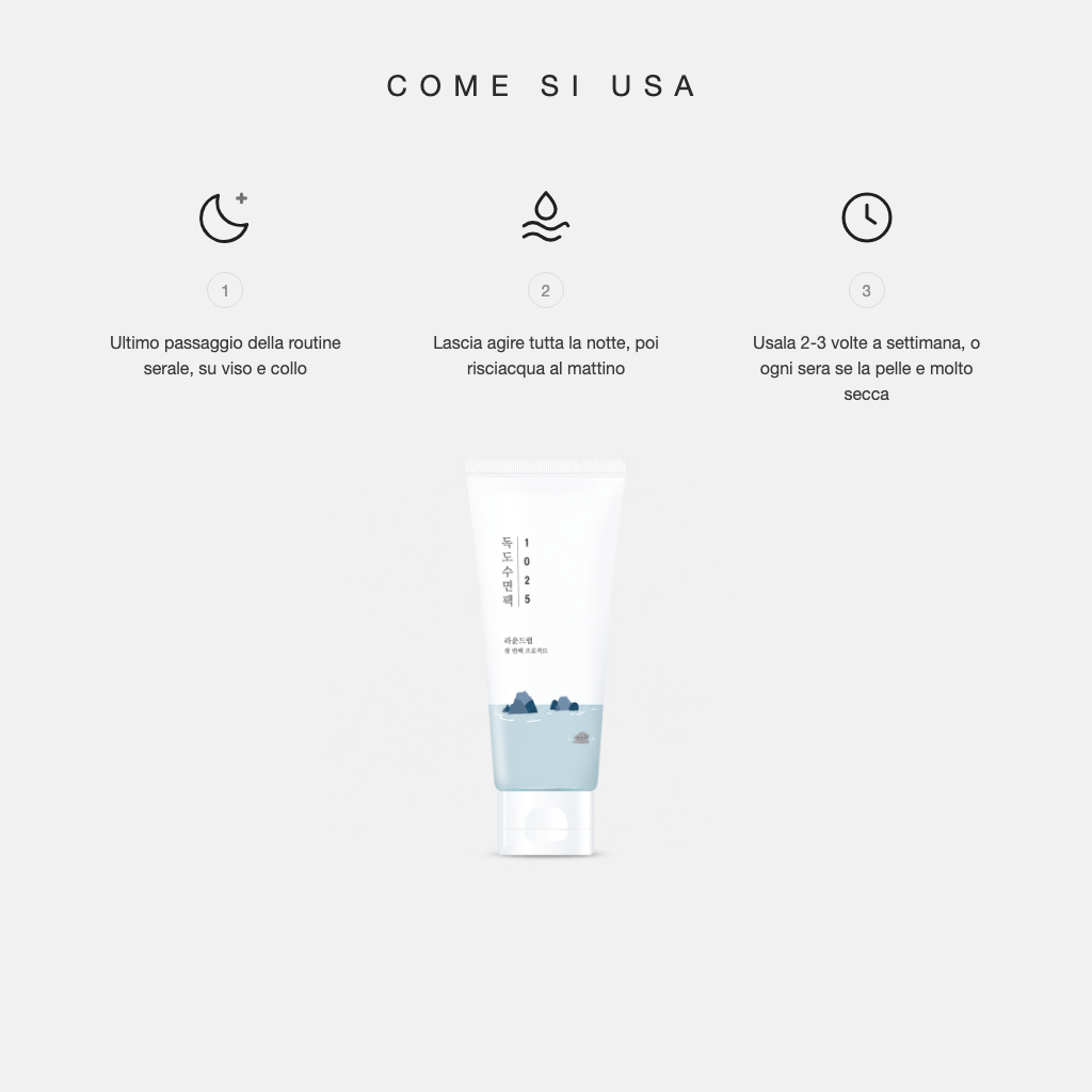 Round Lab 1025 Dokdo Sleeping Pack - come si usa in tre step